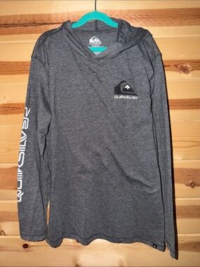 Quiksilver Dark Gray Long Sleeve Hooded Pullover Shirt